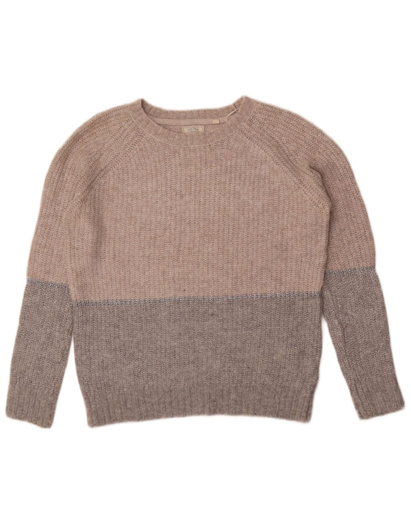 Fat Face Dame Boat Neck Jumper Sweater UK 8 Small Grey Colourblock Nylon
