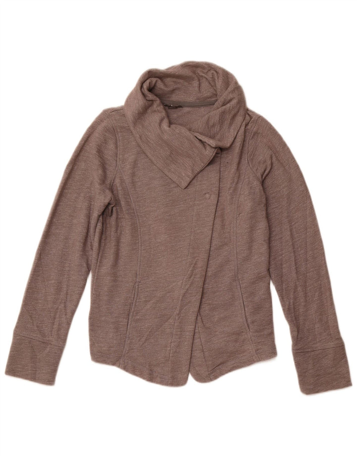 EDDIE BAUER Dame Cardigan Sweater UK 10 Lille Grå Bomuld