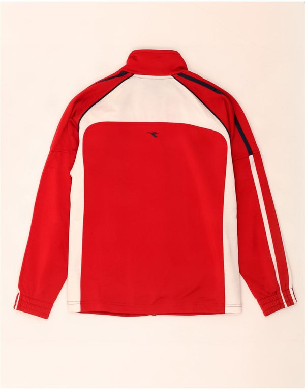 Diadora Boys træningsdragt topjakke 12-13 år Rød Colourblock Polyester