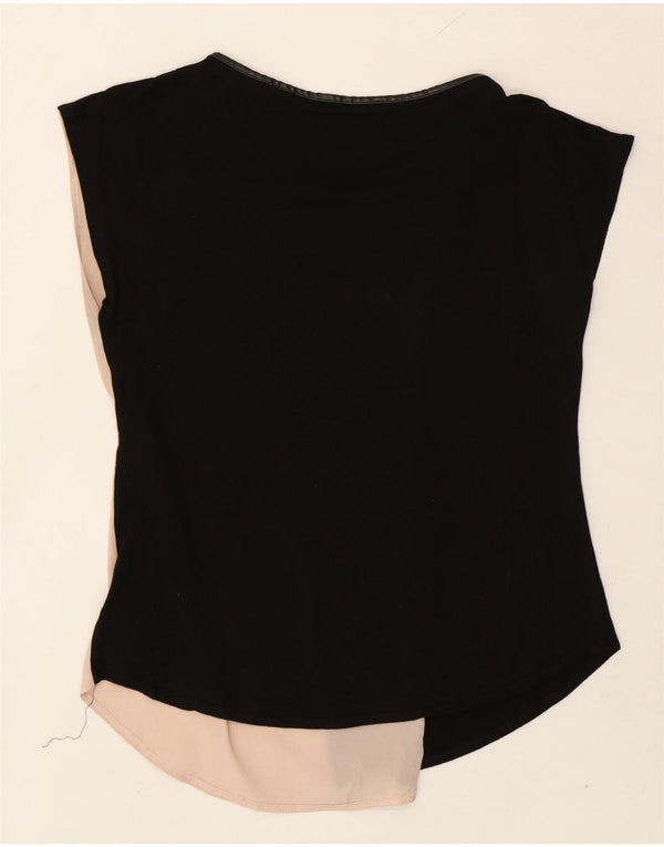 OASIS Womens Asymmetric Blouse Top UK 10 Small Black Colourblock Viscose