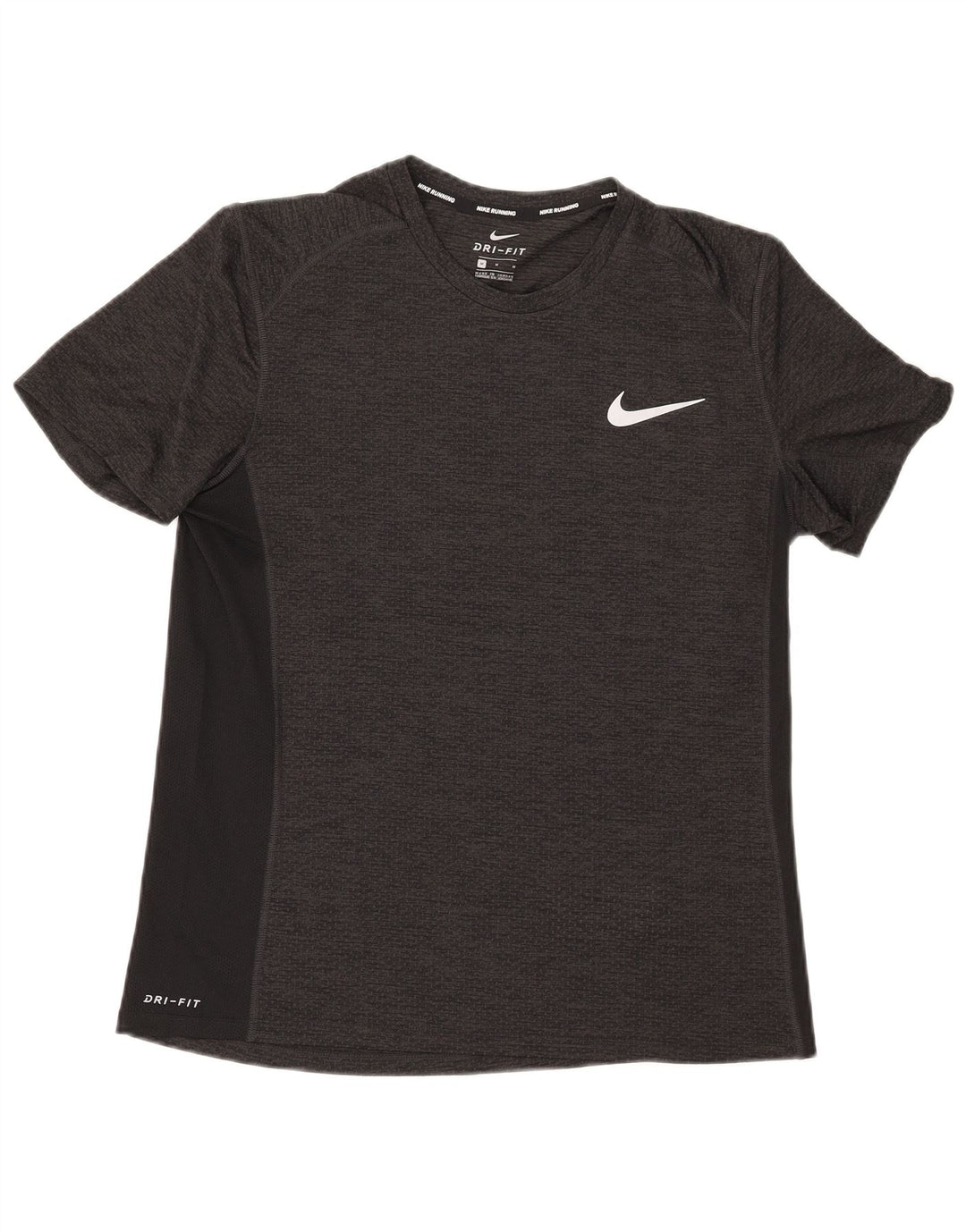 Nike Herre Dri Fit T-shirt Top Medium Khaki Colourblock Polyester
