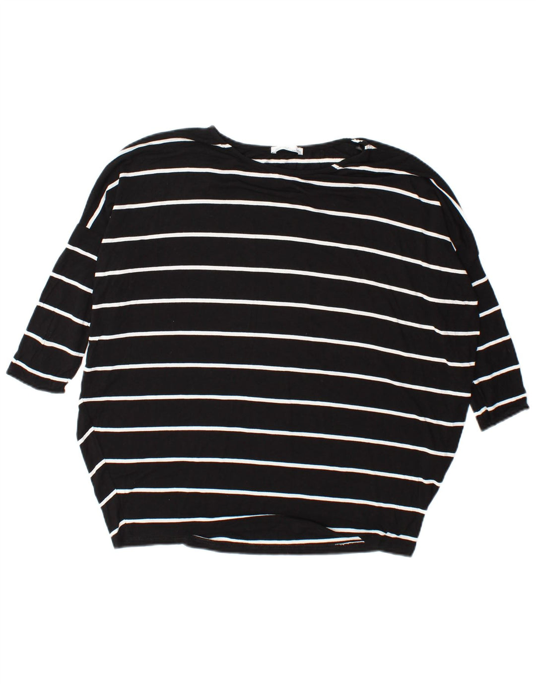 Zara Dame Oversized Top Langærmet UK 10 Lille Sort Stribet Viscose