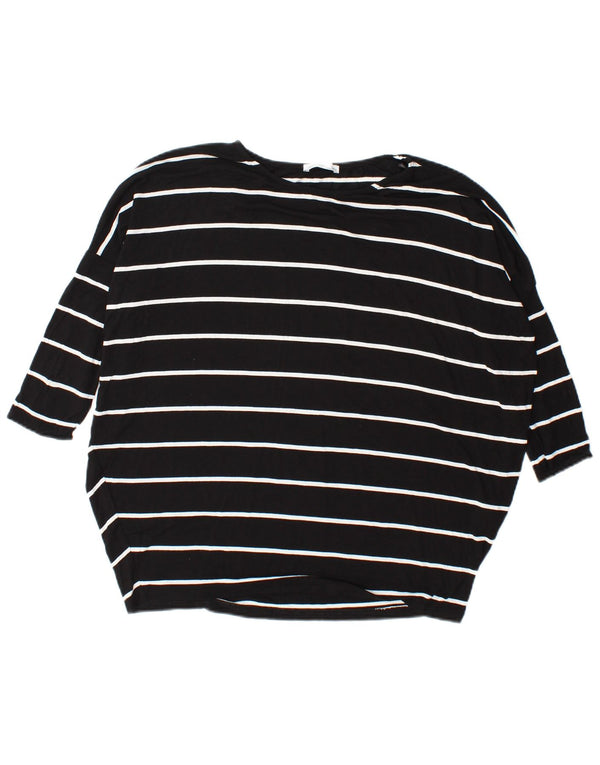 Zara Dame Oversized Top Langærmet UK 10 Lille Sort Stribet Viscose