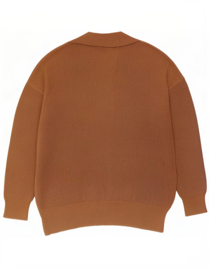 Massimo Dutti Dame Longline Cardigan Sweater UK 14 Medium Brun Polyester
