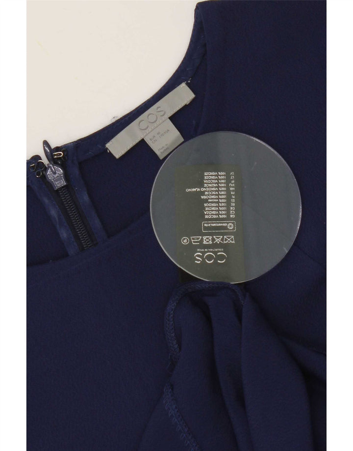 Cos Dame Bluse Top EU 40 Medium Navy Blue Viscose