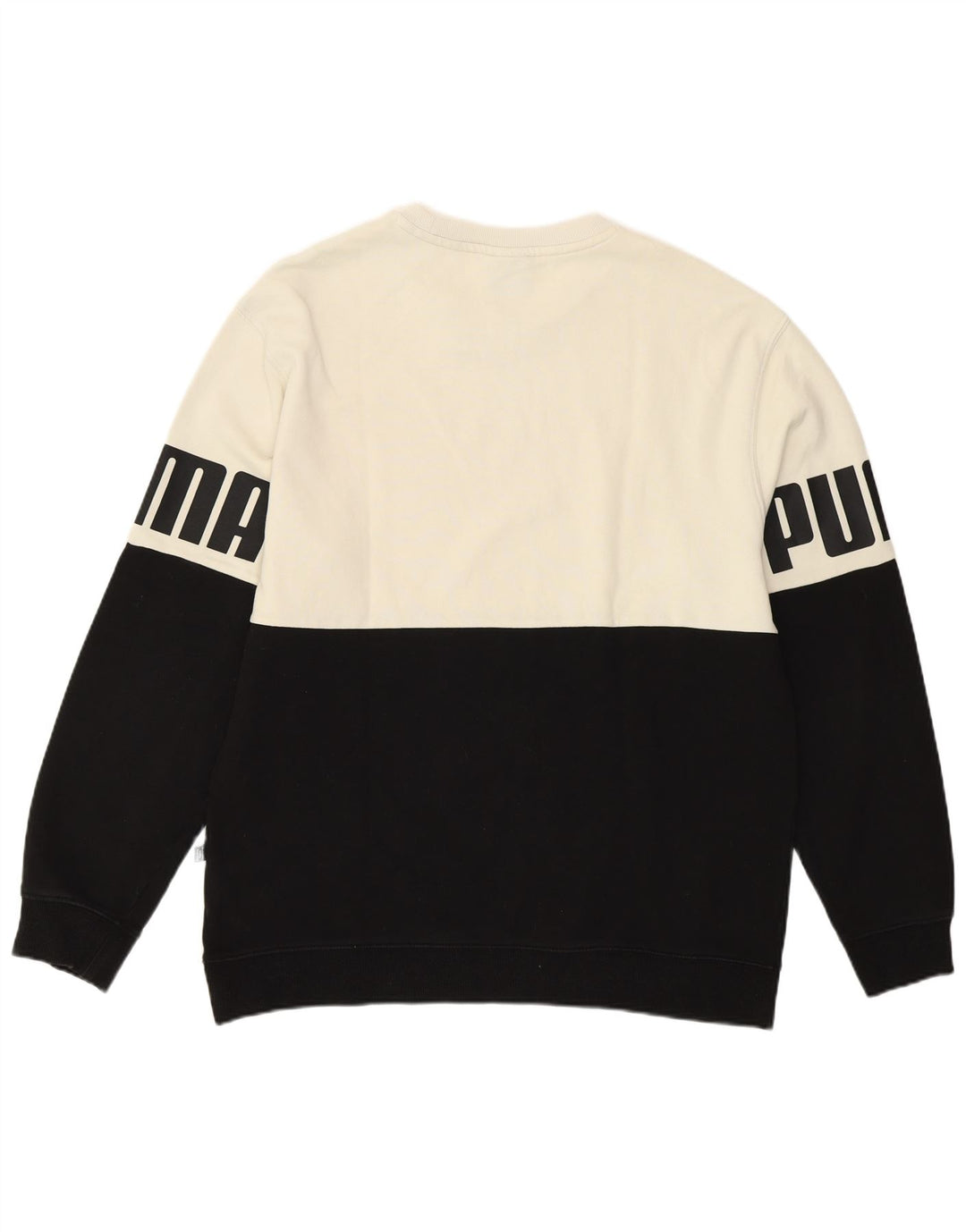 Puma Herre Grafisk Sweatshirt Jumper Stor Hvid Colourblock Bomuld