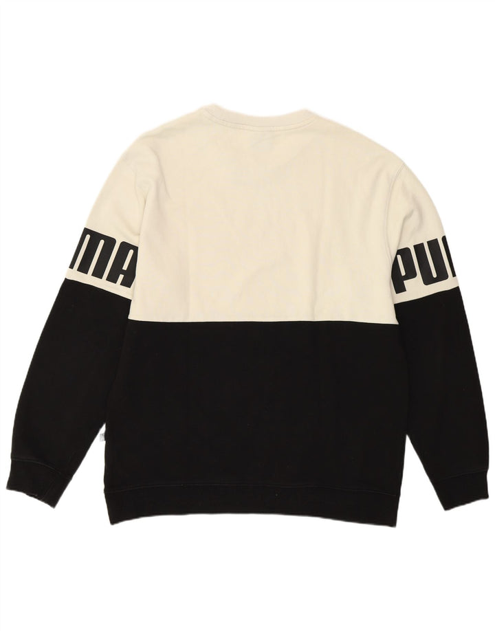Puma Herre Grafisk Sweatshirt Jumper Stor Hvid Colourblock Bomuld