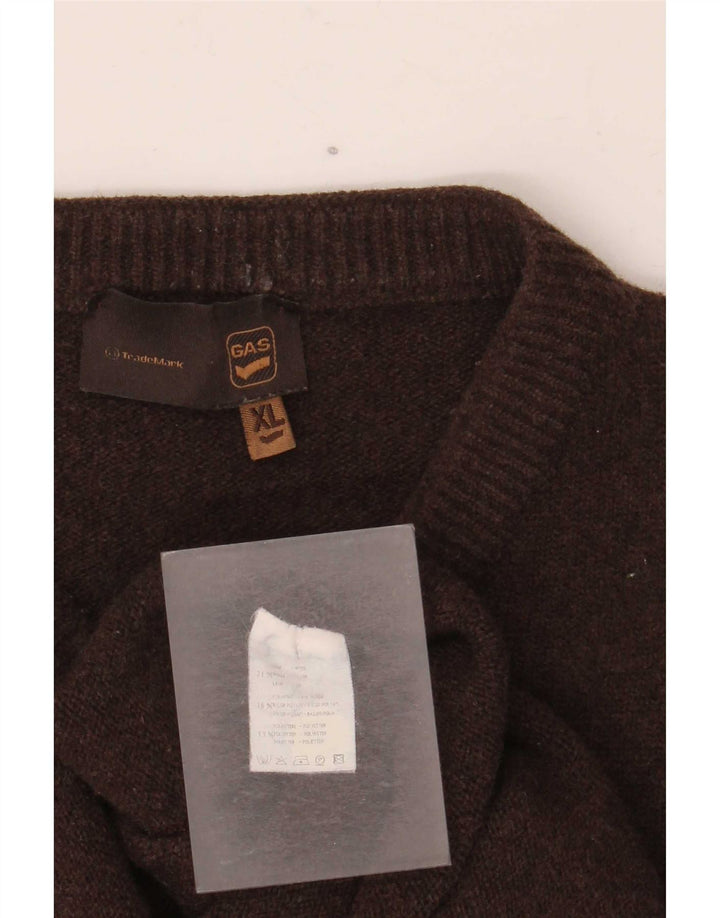 Gas Herre V-hals sweater XL brun uld