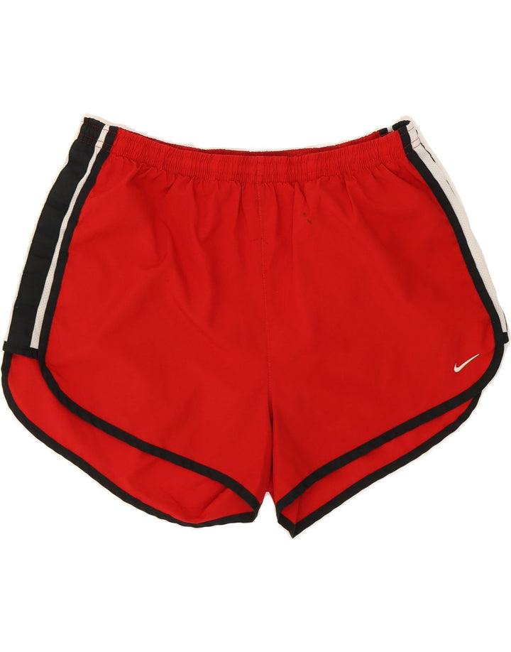 NIKE Womens Dri Fit Sport Shorts UK 12 Medium  Red Colourblock Polyester Vintage Nike and Second-Hand Nike from Messina Hembry 