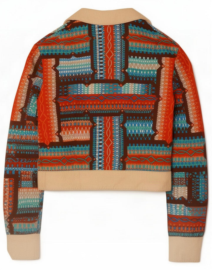 Vintage Womens Bolero Jacket UK 8 Small Multicolored Geometric