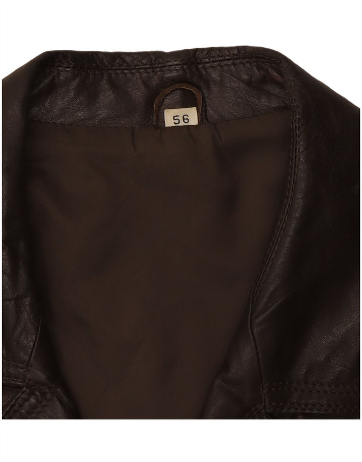 VINTAGE Herre Læderjakke UK 40 Stor Brun Læder