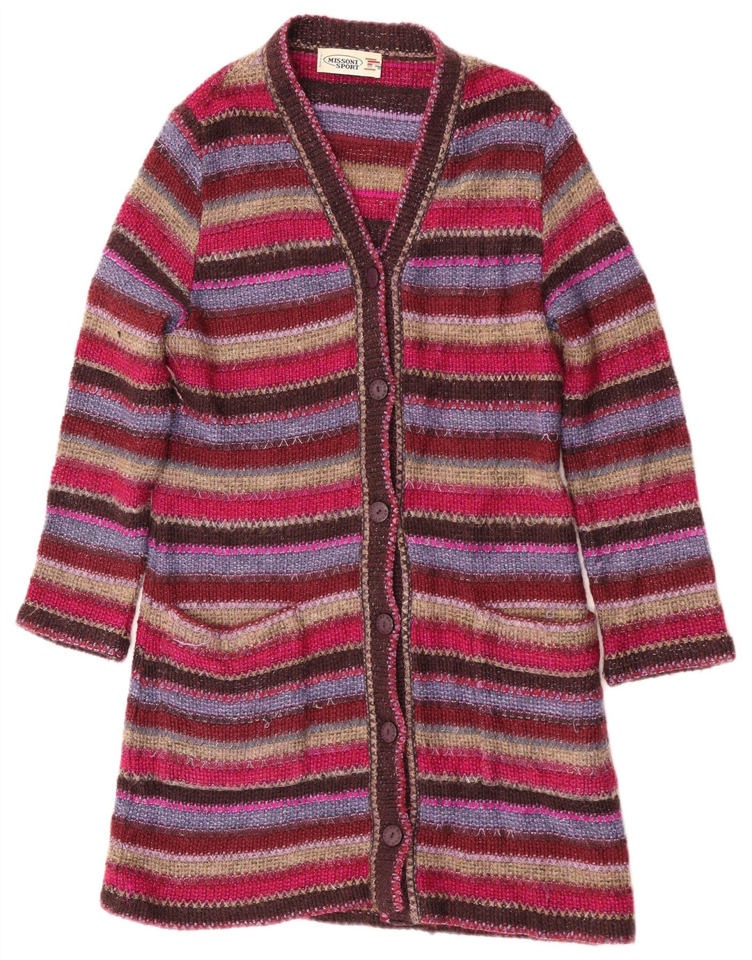 Missoni Sport Dame Cardigan Sweater IT 42 Medium Flerfarvet Stribet