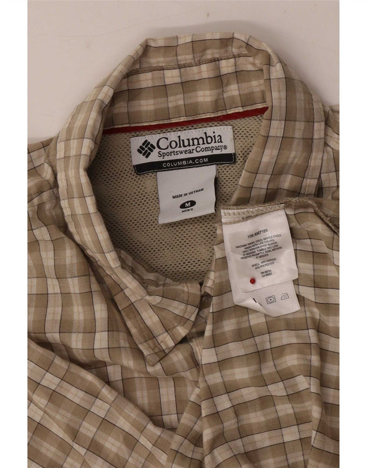 Columbia kortærmet herreskjorte med normal pasform Medium beige ternet bomuld