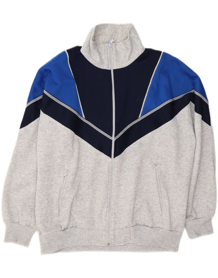 VINTAGE Mens Tracksuit Top Jacket Medium Grey Colourblock Polyester Vintage Vintage and Second-Hand Vintage from Messina Hembry 