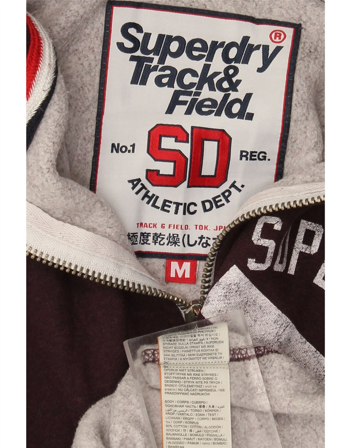 Superdry Herre grafisk hættetrøje med lynlås Medium Bourgogne bomuld