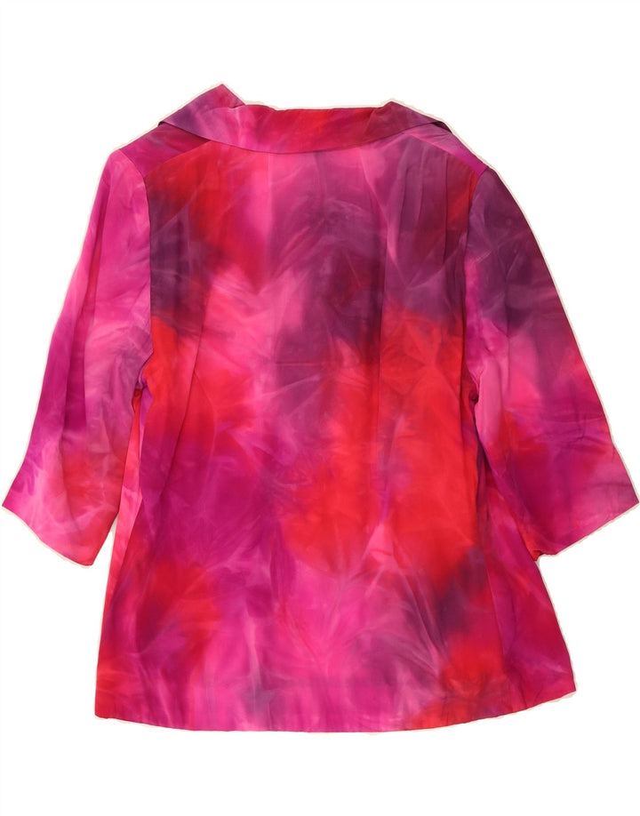 VINTAGE Womens Abstract Pattern 3/4 Sleeve Cardigan Top UK 14 Medium Red Vintage Vintage and Second-Hand Vintage from Messina Hembry 