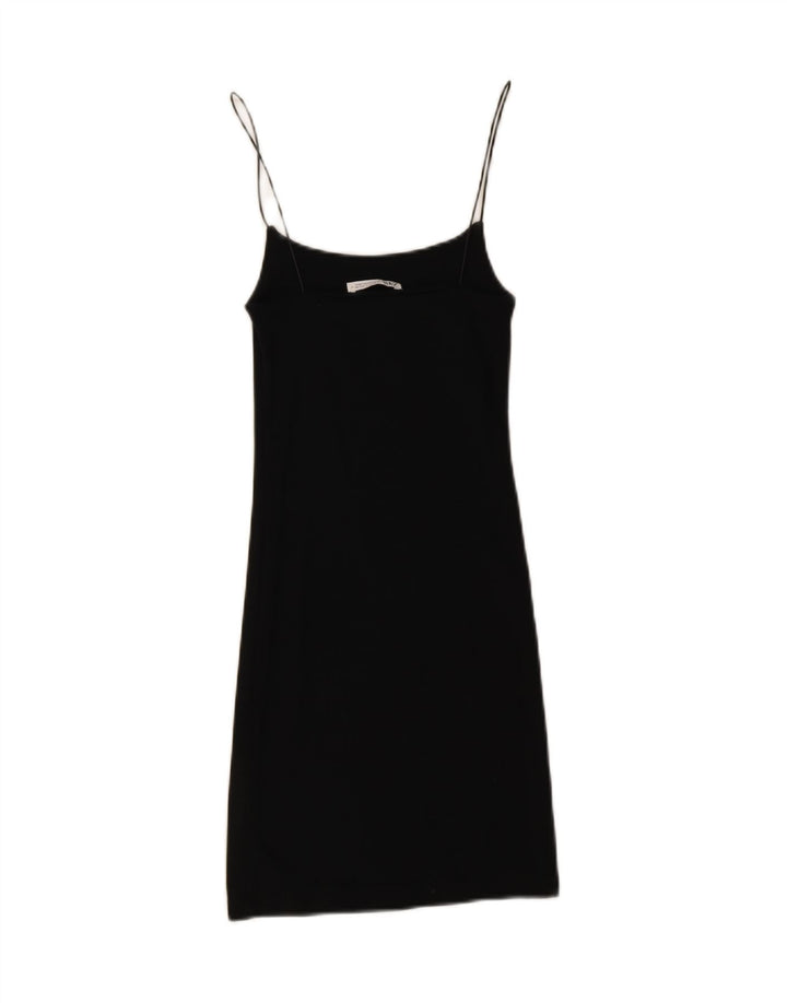 Zara Womens Slip Dress UK 8 Small Black Bomuld