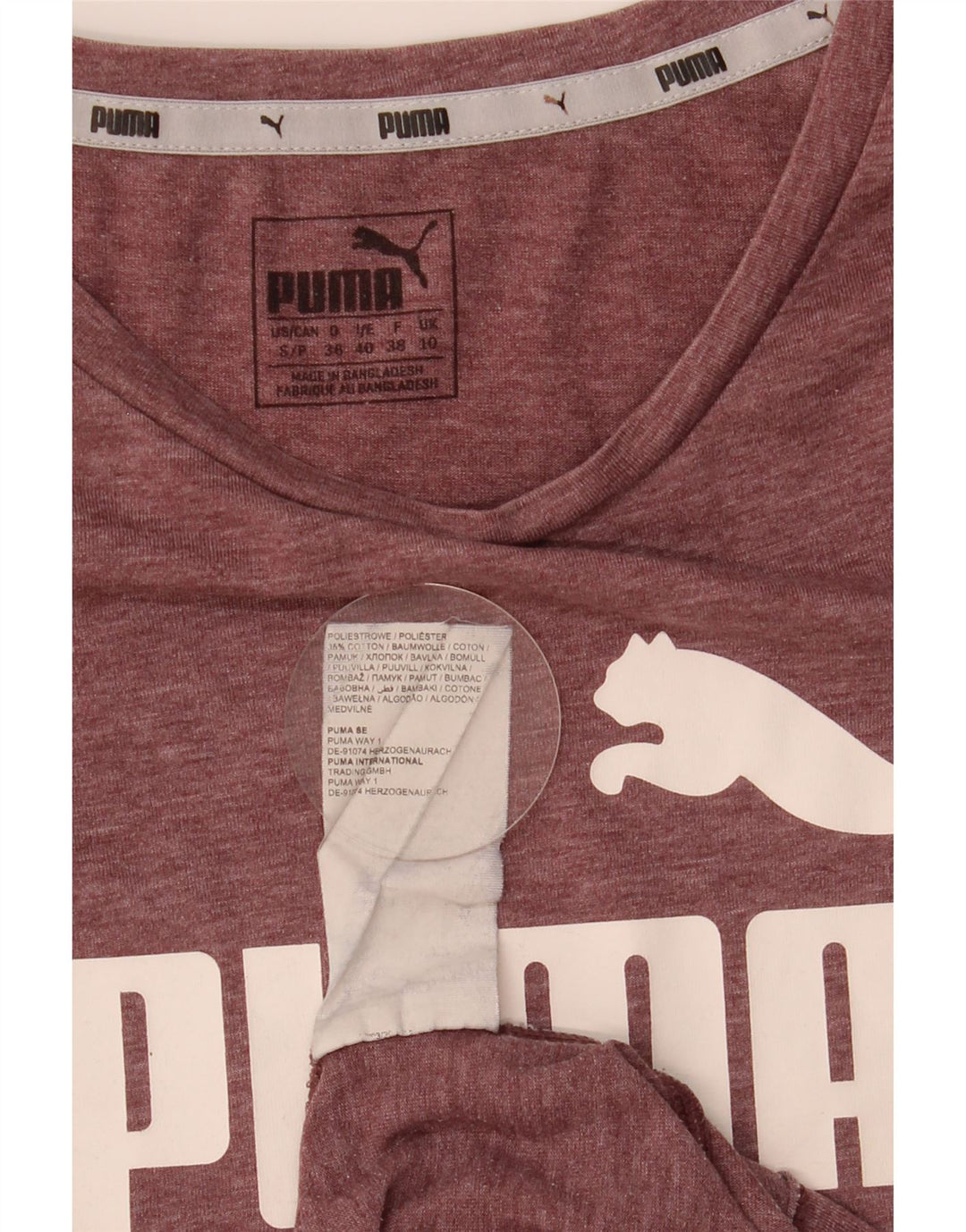 Puma Grafisk T-Shirt Top UK 10 Lille rødbrun polyester