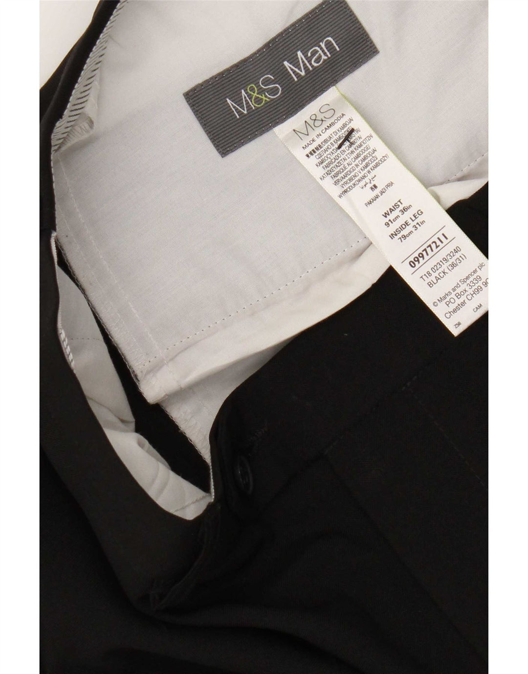 Marks & Spencer Straight Suit Bukser til mænd W36 L31 Sort polyester
