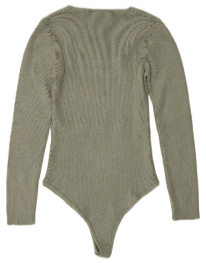 Zara langærmet bodysuit til kvinder UK 8 Small Khaki Viscose