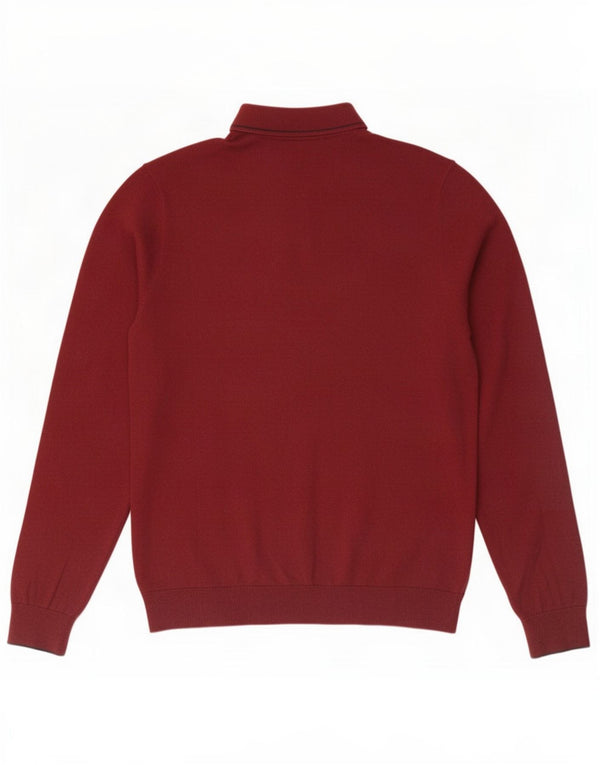 Marks & Spencer Herre Polo Neck Jumper Sweater Medium Bourgogne bomuld