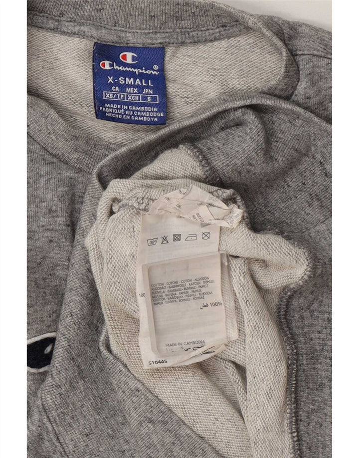 Champion Dame Grafisk Oversized Sweatshirt Jumper UK 6 XS Grå Flecked