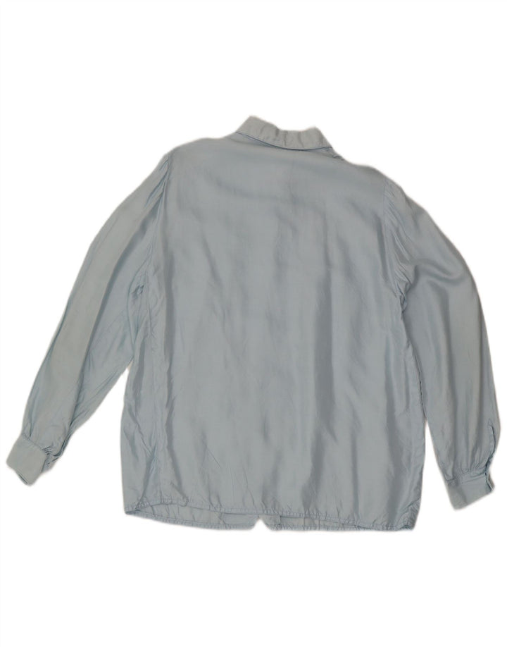 Vintage skjortebluse til kvinder UK 14 Medium Blue