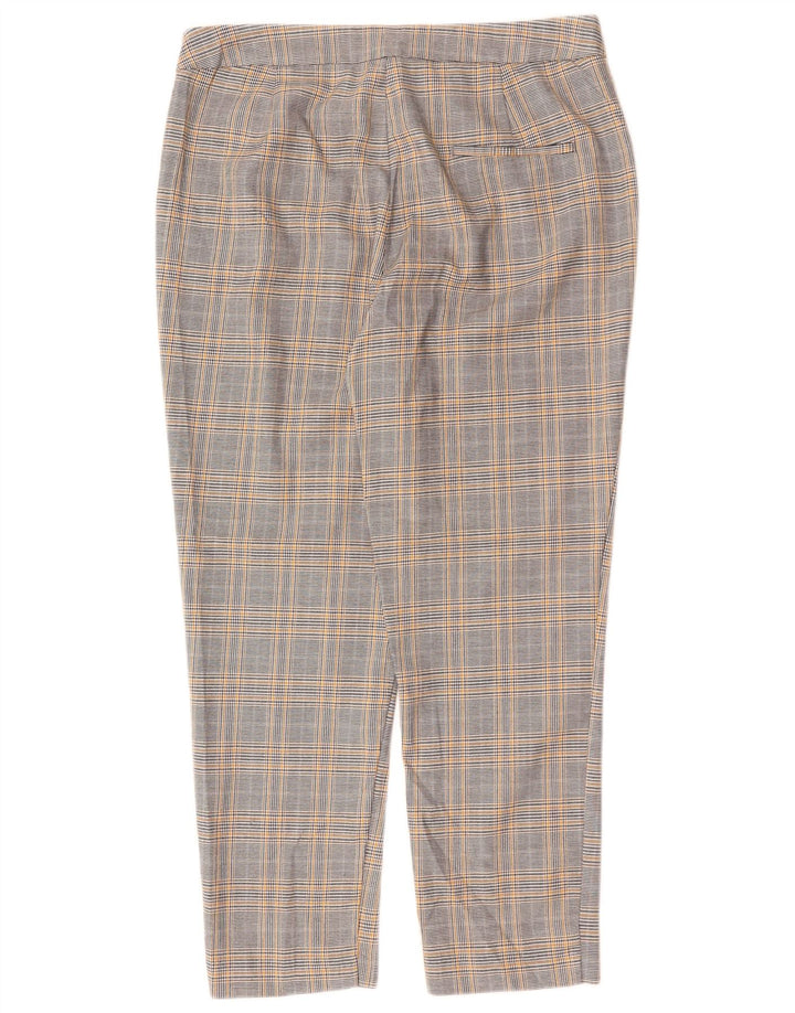 ZARA lige chinosbukser til kvinder Large W30 L26 Grå Houndstooth