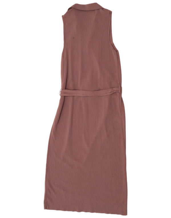 Zara Dame ærmeløs Maxikjole UK 12 Medium Brun Viscose