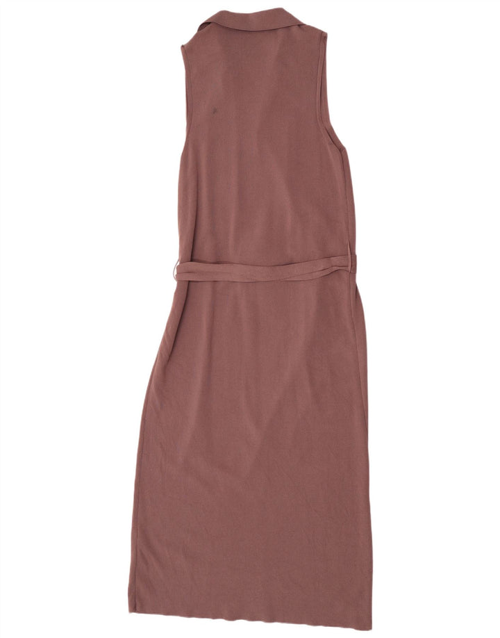 Zara Dame ærmeløs Maxikjole UK 12 Medium Brun Viscose