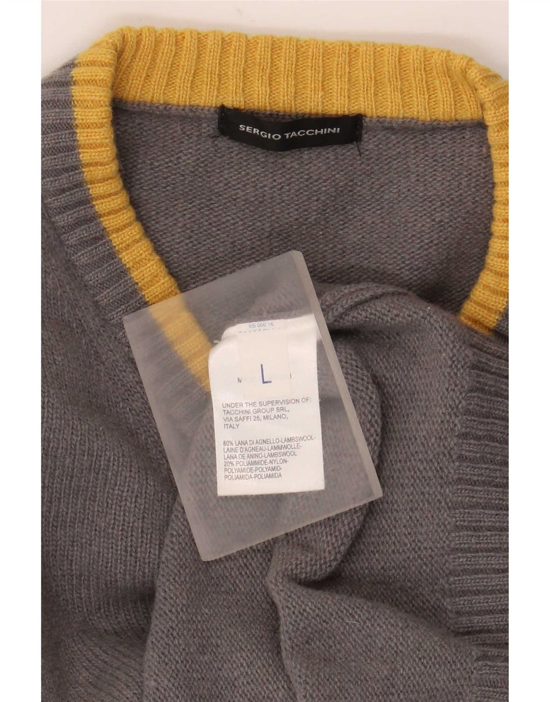 Sergio Tacchini Herre V-hals sweater Stor grå stribet uld