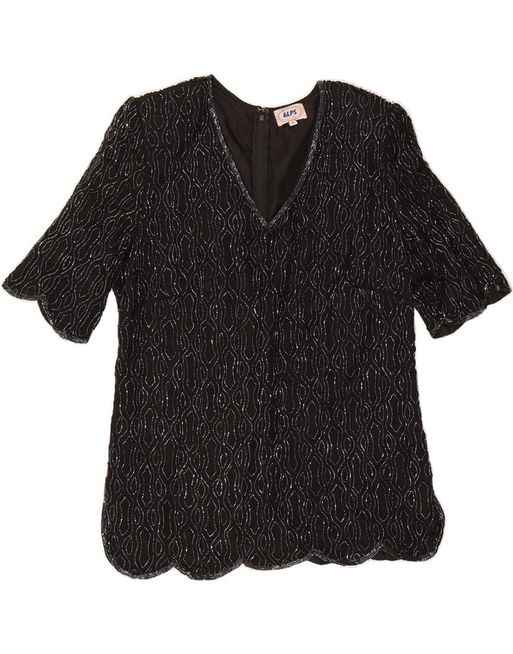 VINTAGE Womens Blouse Top UK 18 XL Black Vintage Vintage and Second-Hand Vintage from Messina Hembry 