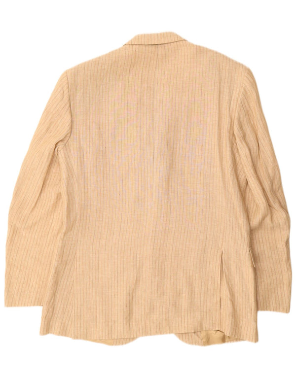 Vintage herre 3-knaps blazerjakke IT 52 XL Beige nålestribet linned