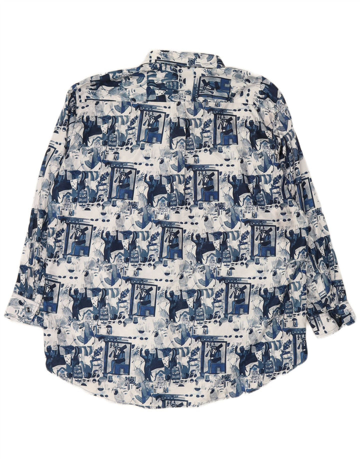 VINTAGE Mens Abstract Pattern Shirt XL Blue