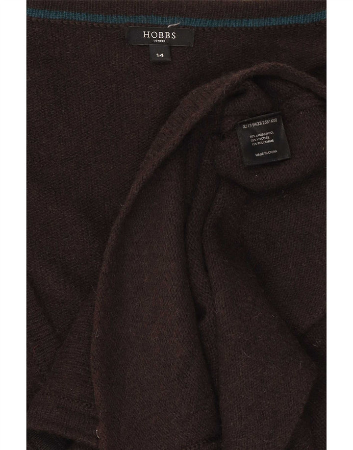 Hobbs Dame Cardigan Sweater UK 14 Medium Brun Lammeuld