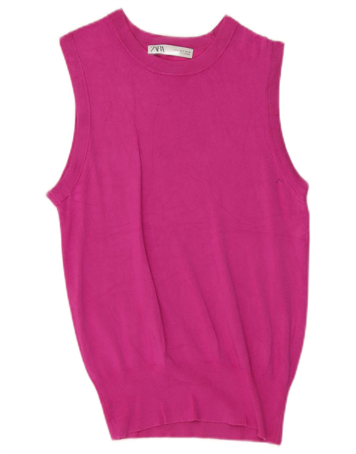 Zara Dame Vest Tank Top UK 8 Small Pink