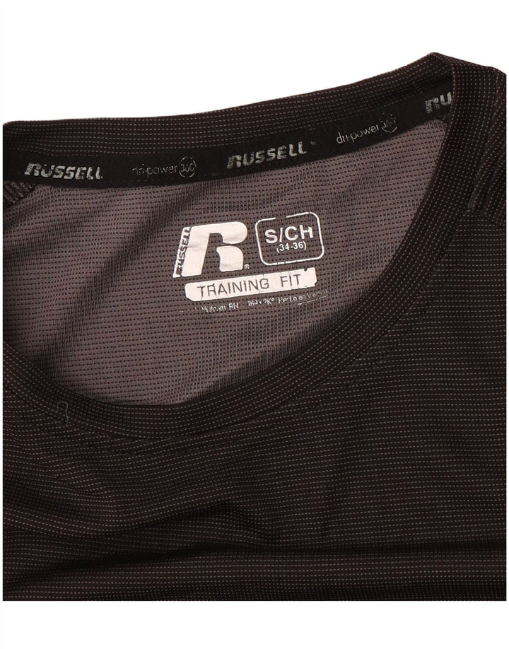RUSSELL ATHLETIC Mens Dri-Power T-Shirt Top Small Grey Pinstripe