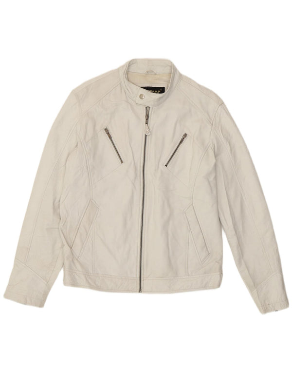 Vintage dame biker læderjakke UK 18 XL hvidt læder