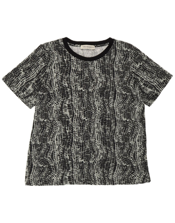 Trussardi Dame T-Shirt Top UK 14 Medium Black Animal Print