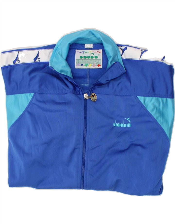 DIADORA Mens Graphic Tracksuit Top Jacket IT 48 Medium Blue Polyester Vintage Diadora and Second-Hand Diadora from Messina Hembry 