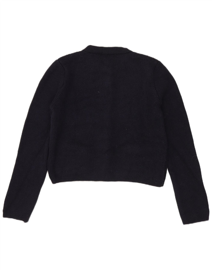 Zara Womens Crop Cardigan Sweater UK 12 Medium Navy Blue