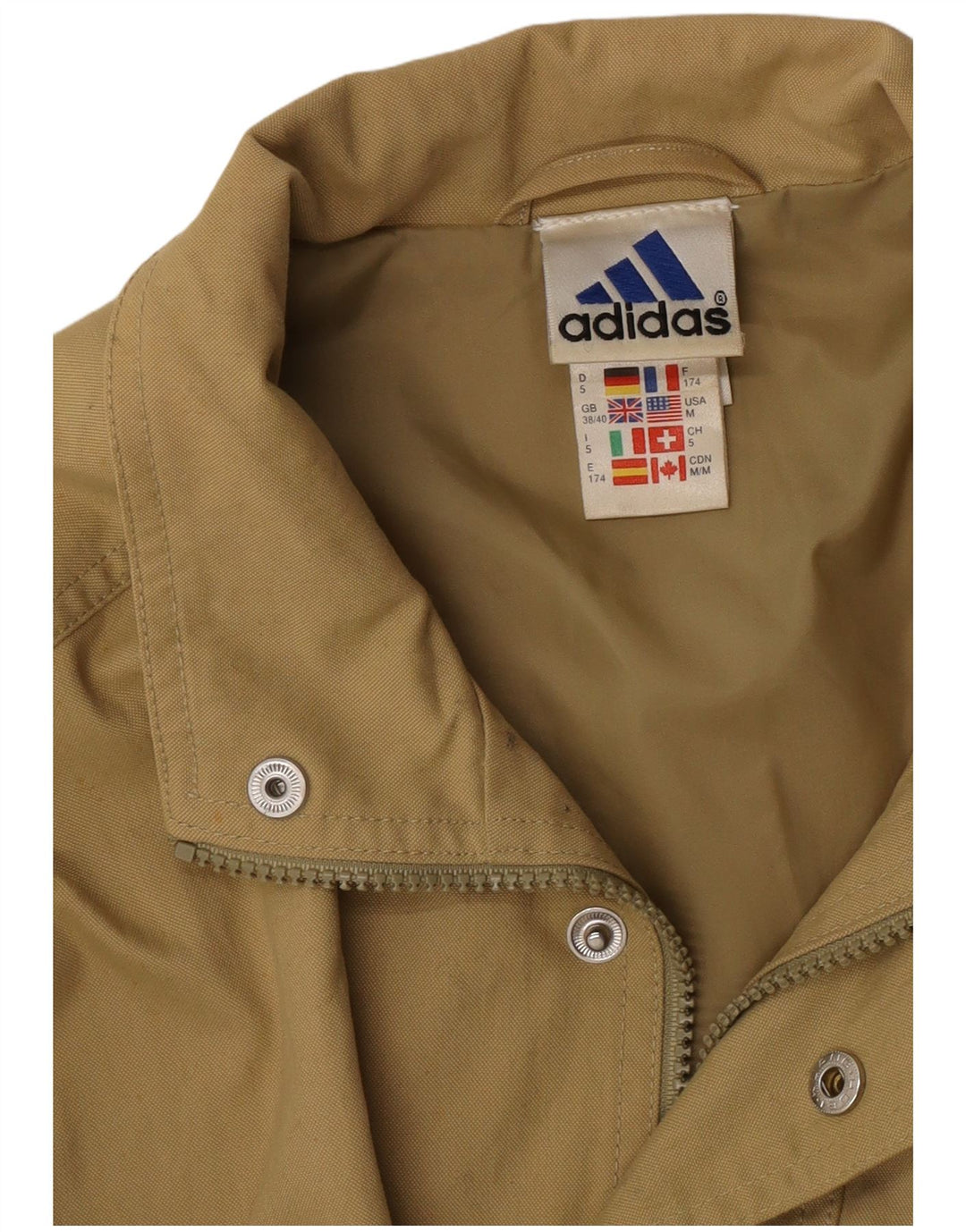 Adidas Herre Loose Fit Bomber Jacket UK 38/40 Medium Beige Bomuld