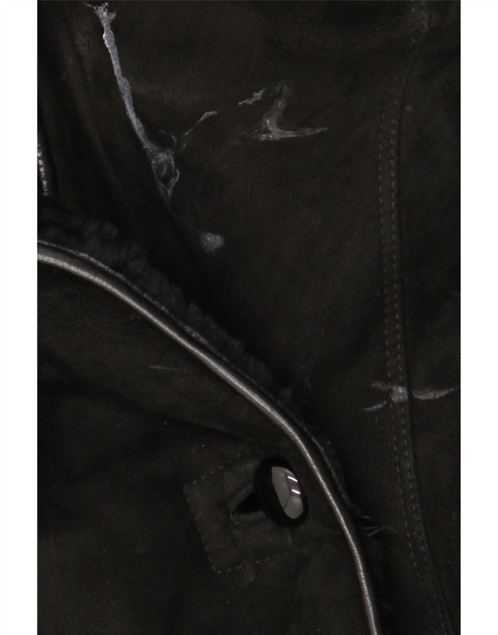 Vintage Dame Shearling Coat UK 18 XL Sort