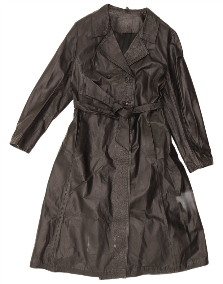 Vintage læderfrakke til kvinder UK 14 Medium sort læder