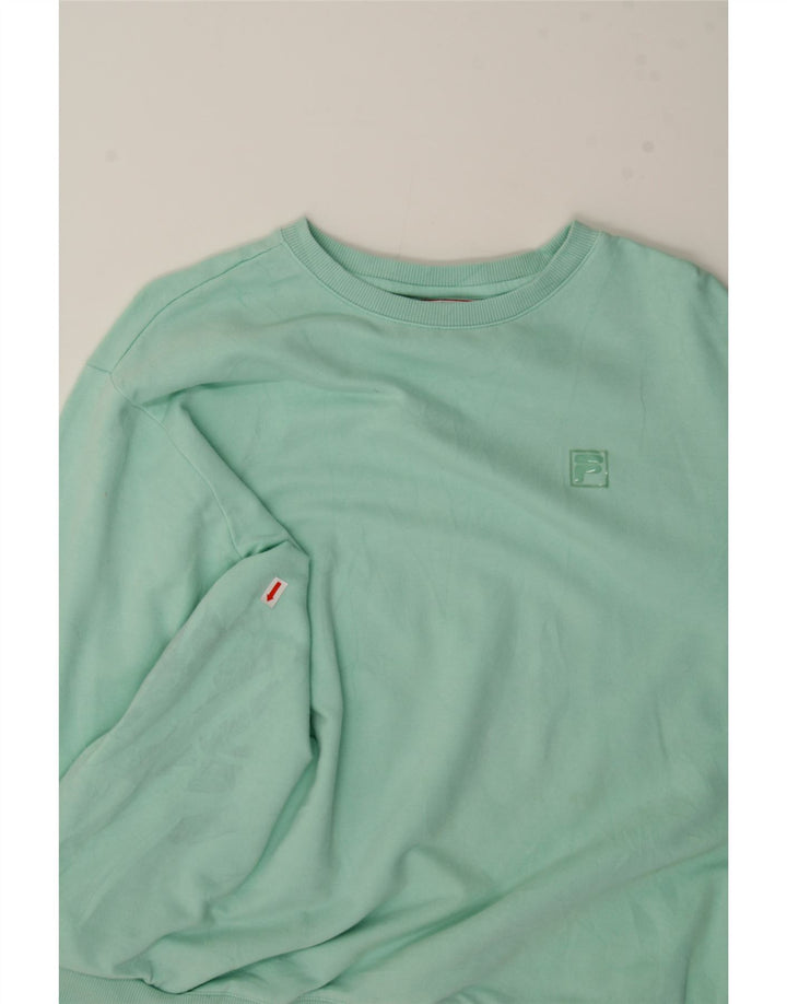 FILA Womens Sweatshirt Jumper UK 16 Large Turquoise Cotton Vintage Fila and Second-Hand Fila from Messina Hembry 