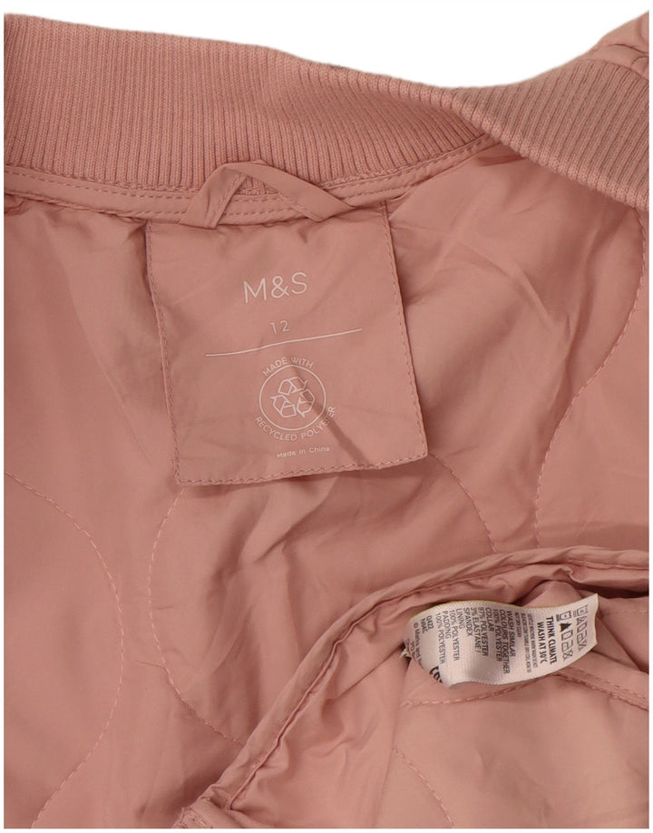 Marks & Spencer Quiltet jakke til kvinder UK 12 Medium Pink Polyester