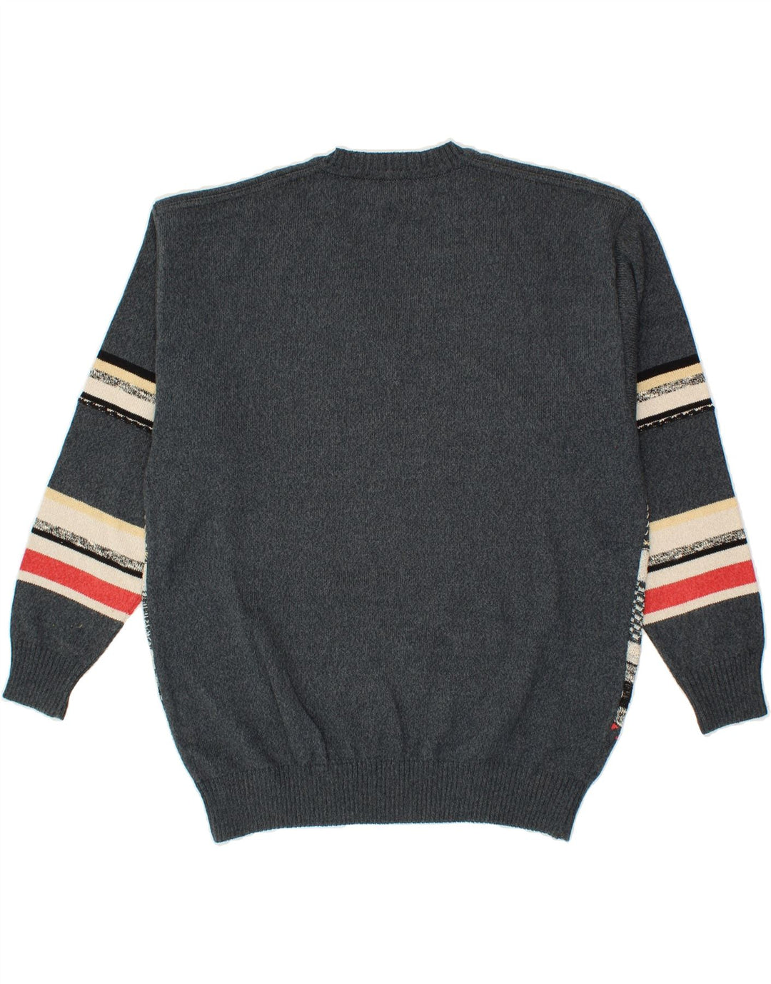 SOUTH COAST Mens V-Neck Jumper Sweater IT 48 Medium Grey Fair Isle Cotton Vintage South Coast and Second-Hand South Coast from Messina Hembry 