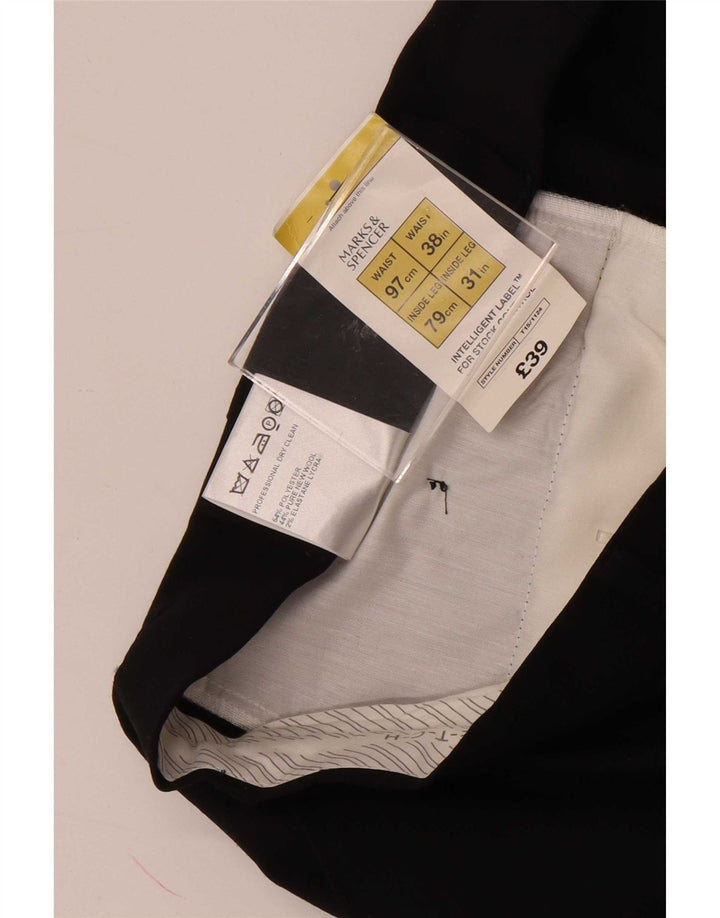 Marks & Spencer Straight Chino-bukser til mænd W38 L31 Sort polyester