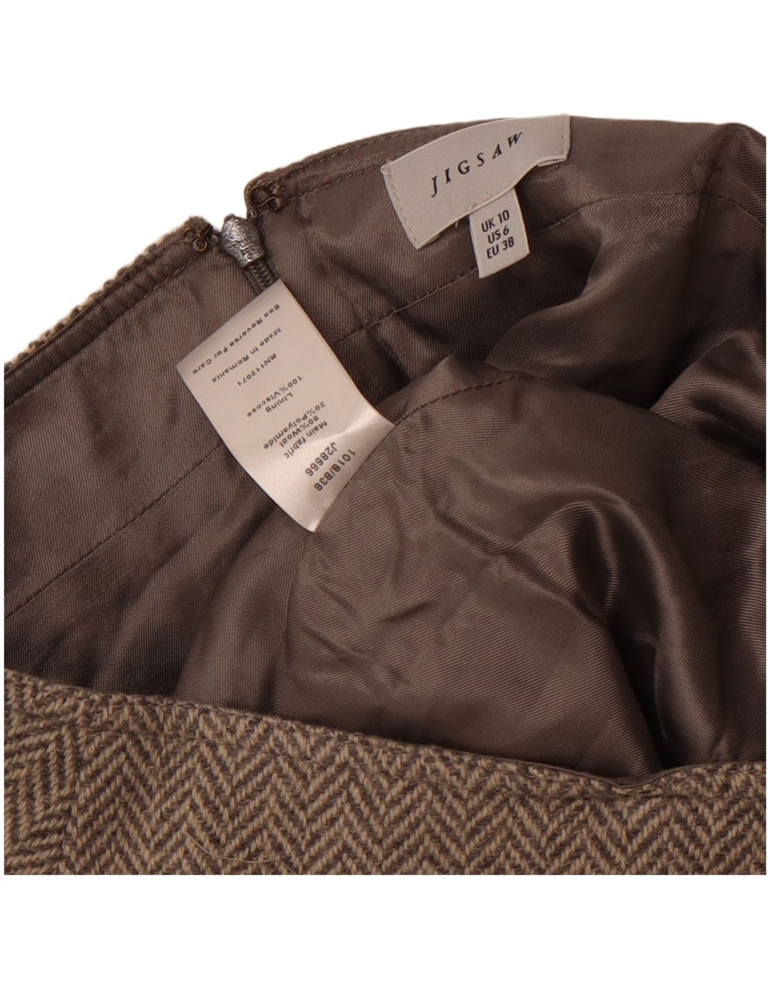 Jigsaw A-line nederdel til kvinder UK 10 Small W30 Grå sildebensuld