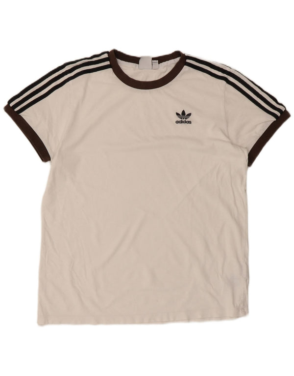 ADIDAS Dame Oversized T-Shirt Top UK 10 Small White Bomuld